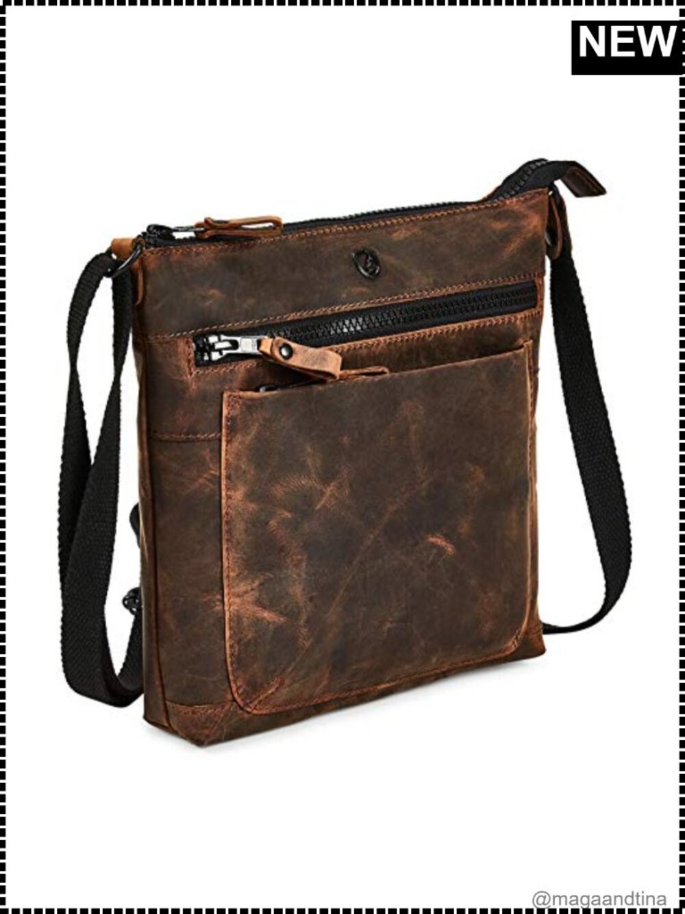 Small Genuine Leather Crossbody Bag With Adjustable Strap